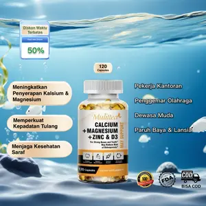 Mulittea 120 Capsules CALSIUM+MAGNESIUM+ZINC & D3 3-IN-1 Kalsium Magnesium & Seng Kapsul Vitamin D3 Tulang & Gigi Suplement Mineral vitamin d & k kesehatan tulang vitamin  d3 calsium suplemen vit  suplemen whitening collagen