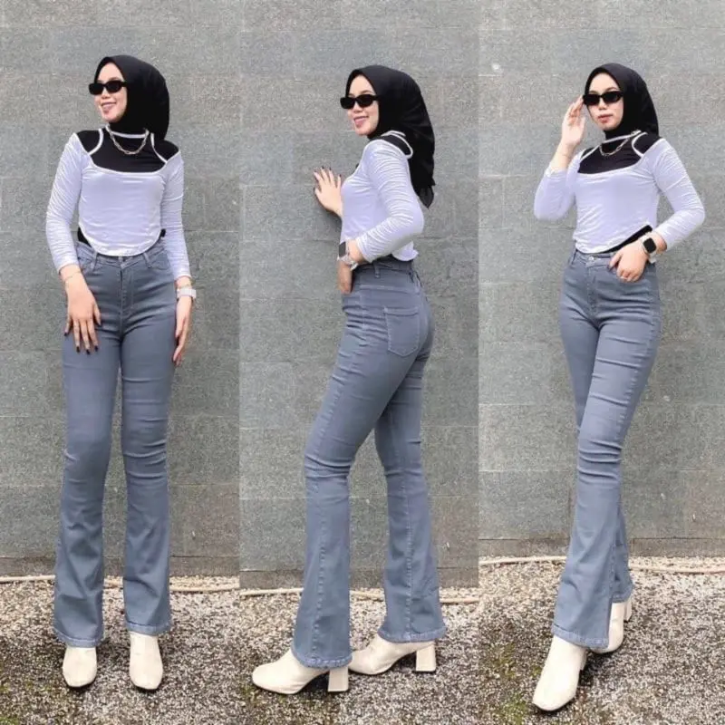 HW Cutbray Jeans Wanita-Celana Cutbray Strecht Kekinian-Cutbray Flared-Strecht Premium VOLL 10 Cewek panjang