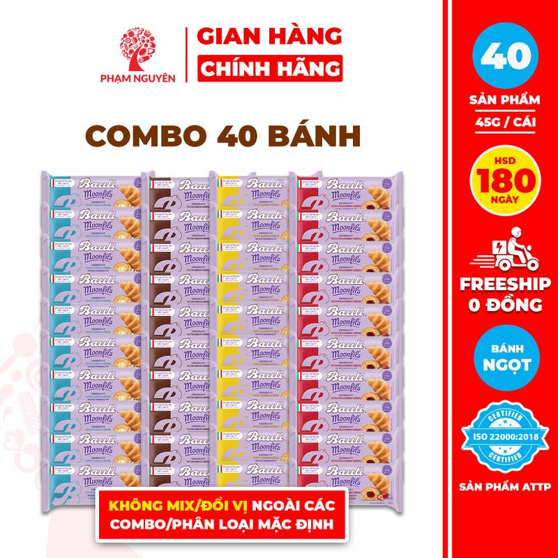 BÁNH KẸO SỈ Combo 40 Bánh Sừng Bò Bauli Moonfils 45g | Bánh ăn sáng | Bánh sừng trâu | Đồ ăn vặt Snack Food | Thức Ăn