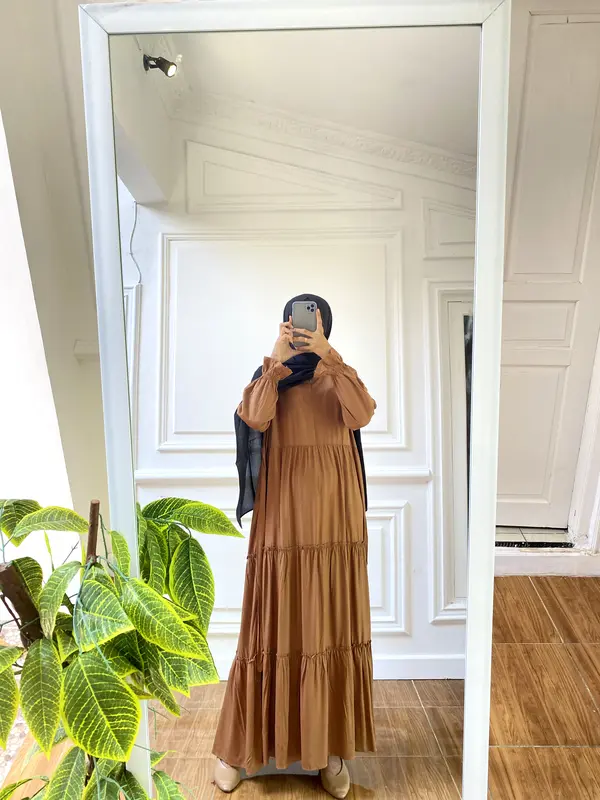 Dress BARBARA Katun Gamis Susun Panjang Hitam Busui Dewasa - Gaun Remaja Pesta Midi Baju rayon Casual 6