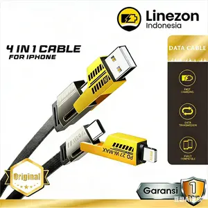 Linezon Indonesia Kabel Data Multi fungsi YS-899 4-1 Berbahan Besi Pengisian Cepat 65 Watt USB C USB A Ponsel Lighting Panjang Cable Charger