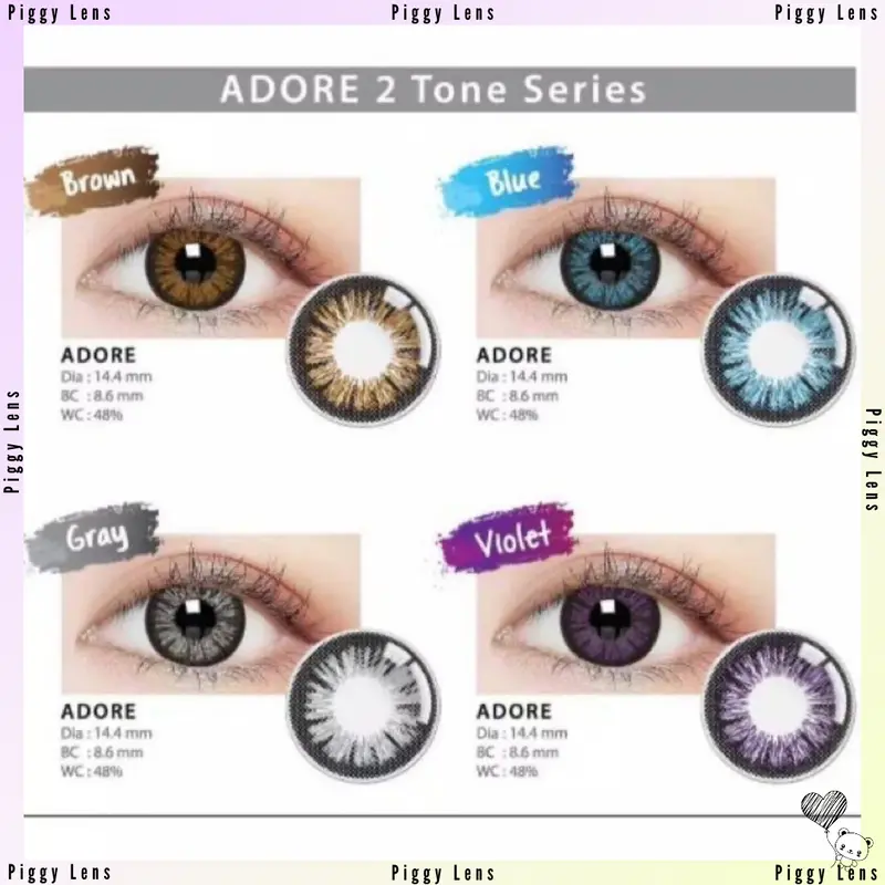 SOFTLENS LIVING COLOR ADORE 2 TONE NORMAL & MINUS 0.50 s/d 6.00 + FREE LENSCASE   Soflen Minus 2