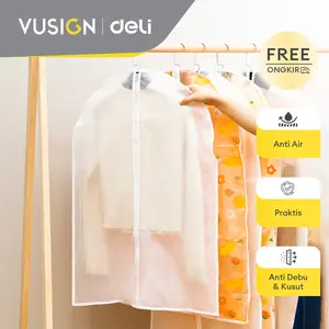 [COD] Vusign Plastik Baju Gantung VS63X - Cover Jas Ritsleting Transparan, Anti-Cipratan Air, Waterproof, Reusable & Recyclable, Ideal untuk Pakaian, Penyimpanan, Perlindungan, Anti-Kelembapan, & Organisasi Lemari