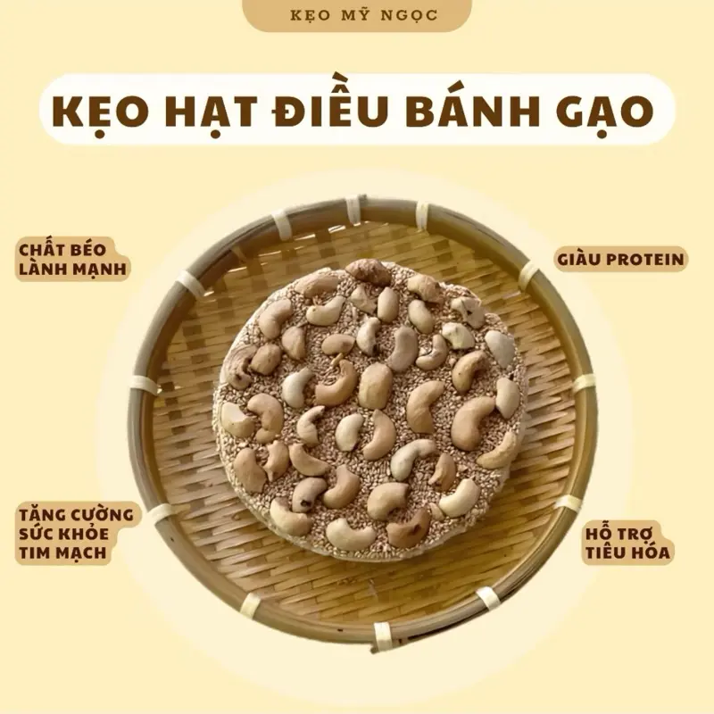Kẹo Hạt Điều Bánh Gạo Tròn Lớn Ăn Vặt