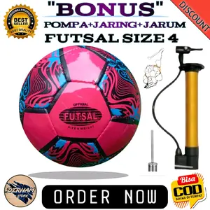 bola futsal Size 4 Bahan PU Kilap Murah COD Pompa Outdoor Kaki Ball