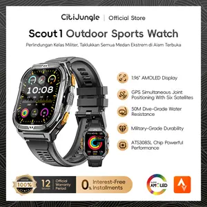 【Jam Tangan GPS Layar Persegi】Citijungle Smartwatch GPS Scount1 (dengan GPS dual-frekuensi terintegrasi), layar AMOLED HD 1,96 inci, tahan air hingga 50 meter, pemantauan kesehatan, koneksi Bluetooth, mendukung berbagi ke Strava
