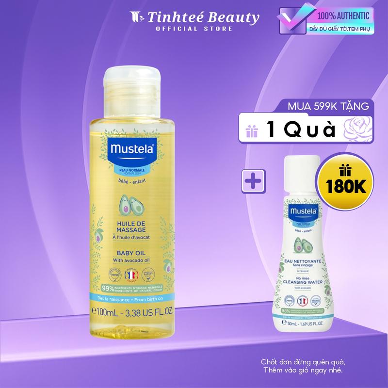   MUA 599K TẶNG MINI SIZE 50ML  Dầu Massage Cho Em Bé Mustela baby oil 100ml Cho Bé 
