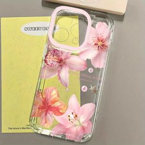 Funda para celular de TPU transparente con diseño de Flor de Loto, resistente a golpes para iPhone 15 Series & más, cubierta protectora duradera, diseño elegante