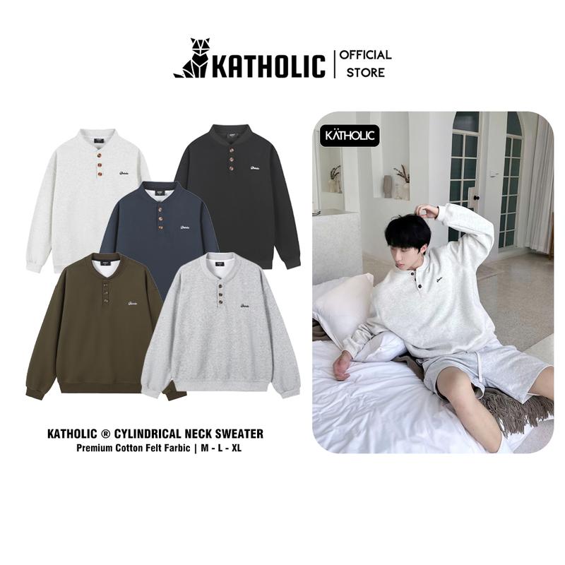 Áo Sweater Cổ Tàu Nam Nữ KAT032 Chất Liệu Nỉ Hai Da Form Rộng Oversize Kèm Hình Thêu KAT032 Menswear