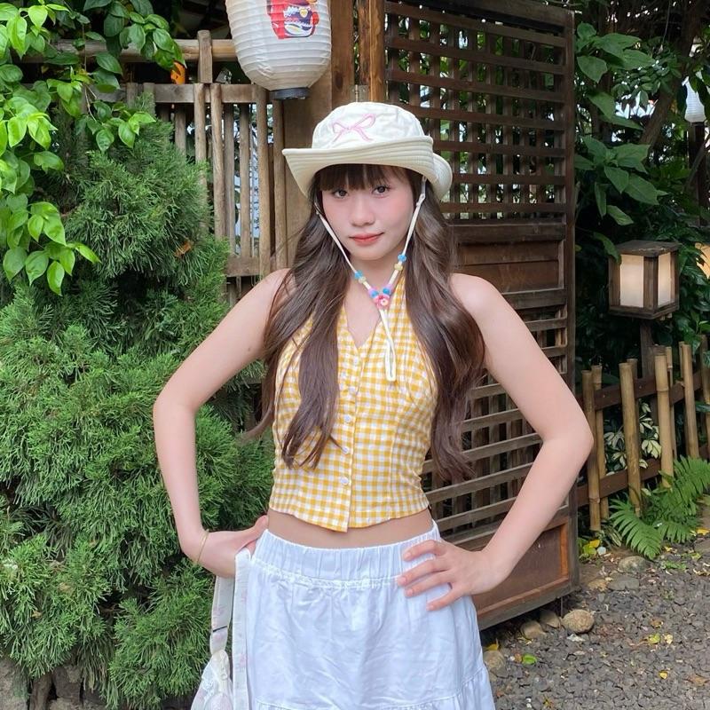 Mũ Bucket Nữ thêu HÌNH NƠ (Dây Có Thể Tháo Rời) Chất Liệu Kaki Phong Cách Hàn Quốc Form Unisex phù hợp đi chơi, dạo phố, du lịch