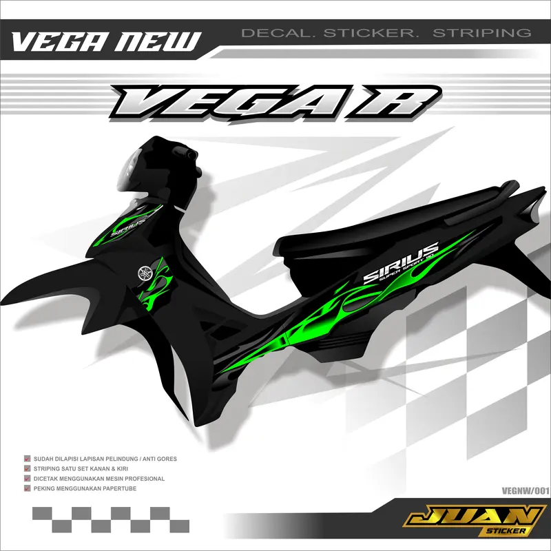 STRIPING VEGA R NEW STIKER STICKER MOTOR YAMAHA VEGA R DESAIN SIRIUS SIMPEL Motorcycle Racing 7