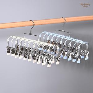 ราวตากผ้าแบบหนีบสแตนเลส 20 อัน อเนกประสงค์ สำหรับใช้ในบ้าน เหมาะสำหรับถุงเท้า ชุดชั้นใน และเอี๊ยมเด็ก ตะขอแขวนบาริโอระเบียง