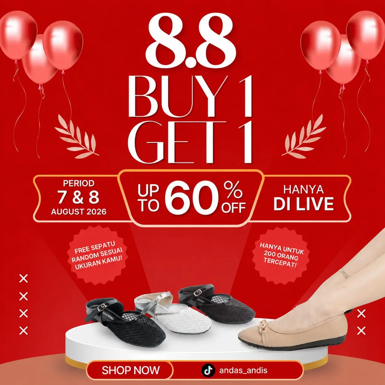 (NOT SALE) For Gift Andas Andis BUY 1 GET 1 Flat Shoes