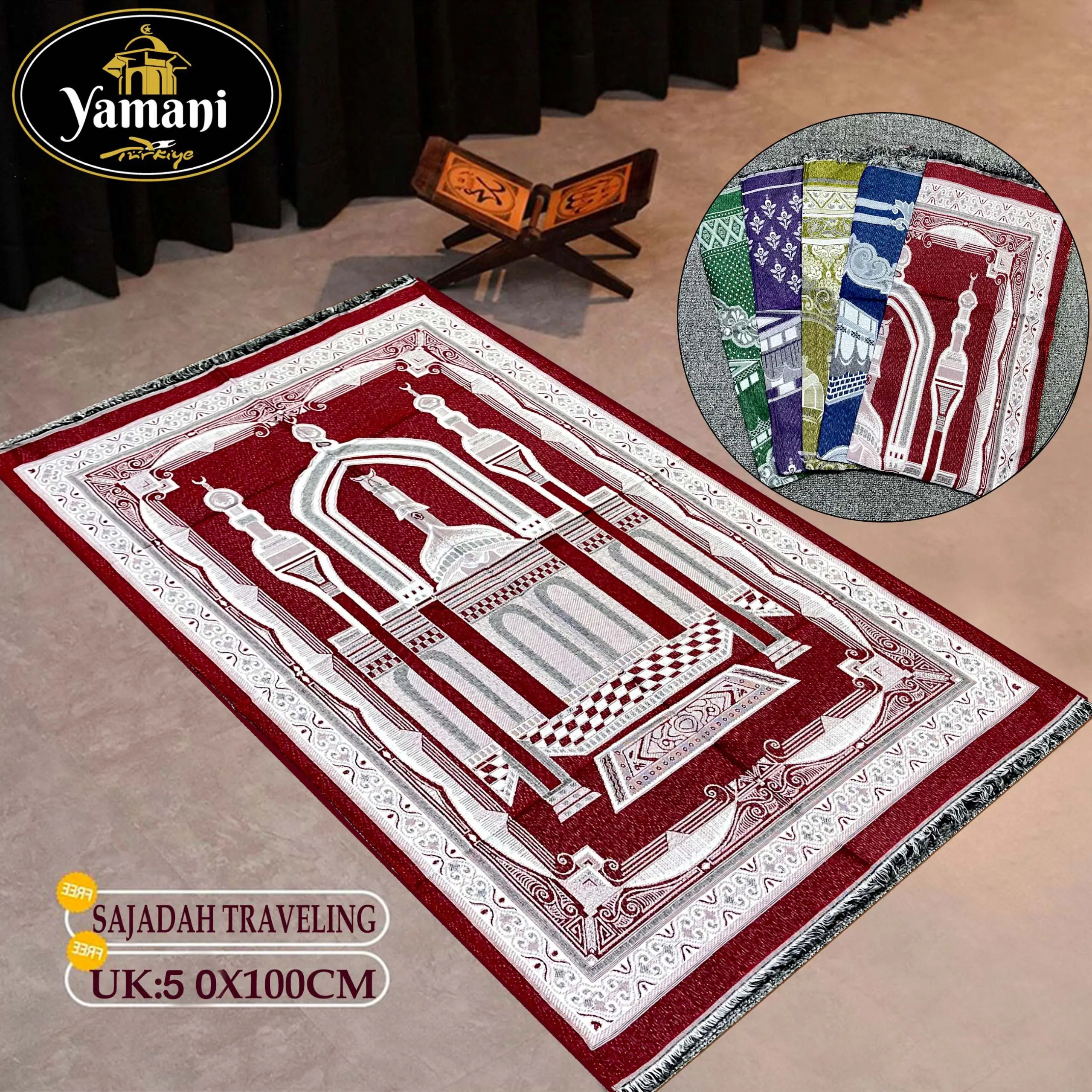 Sajadah Terbaru Traveling Dewasa Ukuran 50*100 cm Bahan Polister Oleh-oleh Haji dan Umroh souvenir