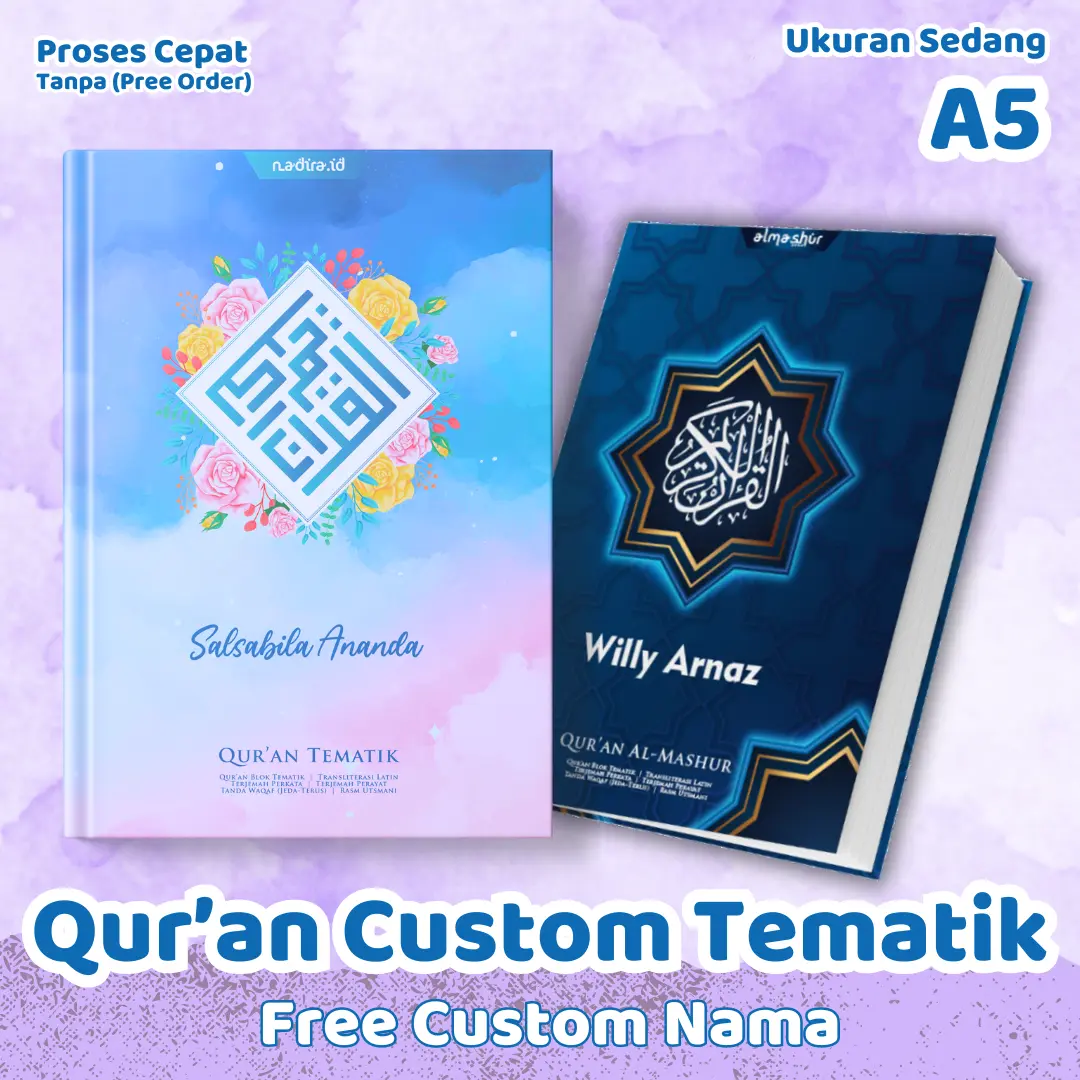Qur’an 2 Blok Warna Al Quran Custom Nama by Nadira id I ukuran A5 I COD Mushaf Alquran