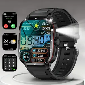 Jam Tangan Pintar Pria Militer Tangguh Original Baru, Jam Tangan Pintar Olahraga dengan Panggilan Bluetooth, Jam Kebugaran, Asisten Suara, dan Asisten Suara.