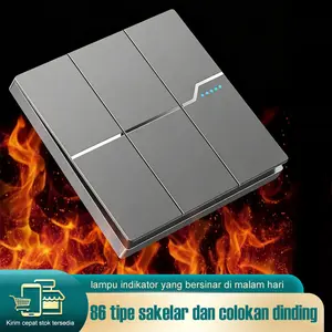 Saklar dan colokan dinding - saklar lampu hotel/rumah 1/2/3/4GONG 1way/2way colokan mewah  abu-abu