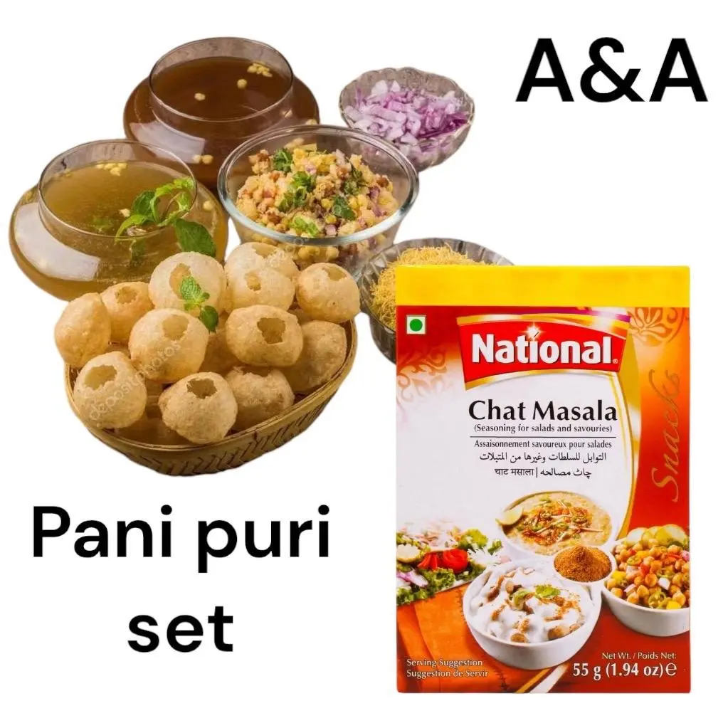Set Pani Puri/Golgappa/Papad 250gm dengan Chat Masala 50gm - Siap Dimasak - Cooking Food