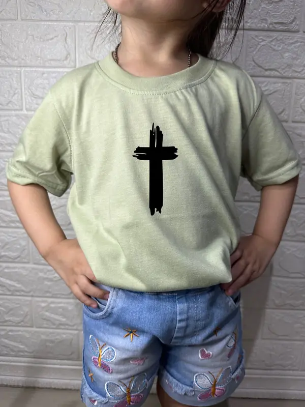 kaos distro anak unisex salib yesus/kaos rohani anak tangan pendek bisa cod 1