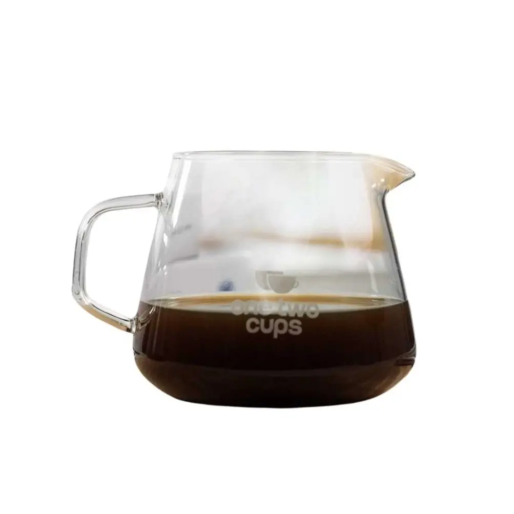 One Two Cups TEKO Kopi Coffee Server V60 Drip Pour Borosilicate Glass 400ml & 600ml dengan Gagang Ergonomis dan Spout Khusus untuk Teknik Pour Over - Peralatan, Kaca