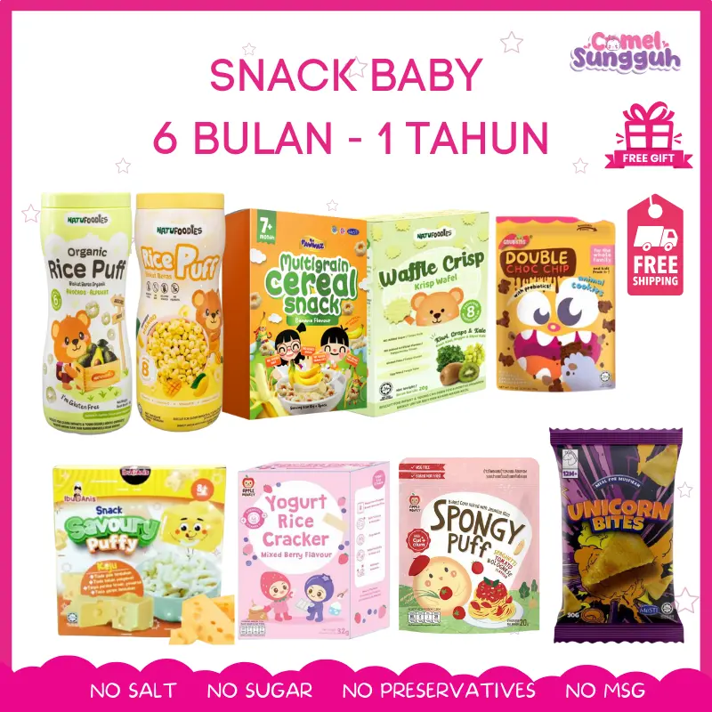 Snacking Baby Rice Puff Cair dalam mulut baby 6 bulan ke 1 tahun keatas