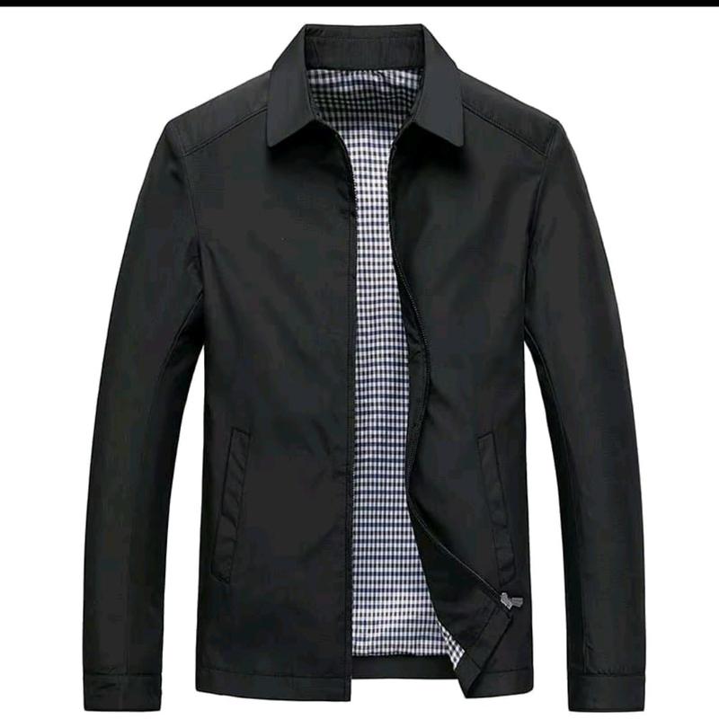 jasket semi jas jasket  big size Jaket Katun Kotak Keren Pria Hitam Dewasa 3