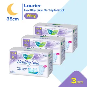 Laurier Healthy Skin Night 6s Triplepack - Pembalut Wing 35cm