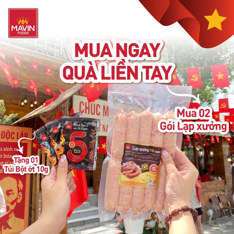  Lạp xưởng tươi Mavin vị Đặc biệt 500g  Khách hàng đặt 2 gói Lạp xưởng tặng 1 gói bột ớt 10g  