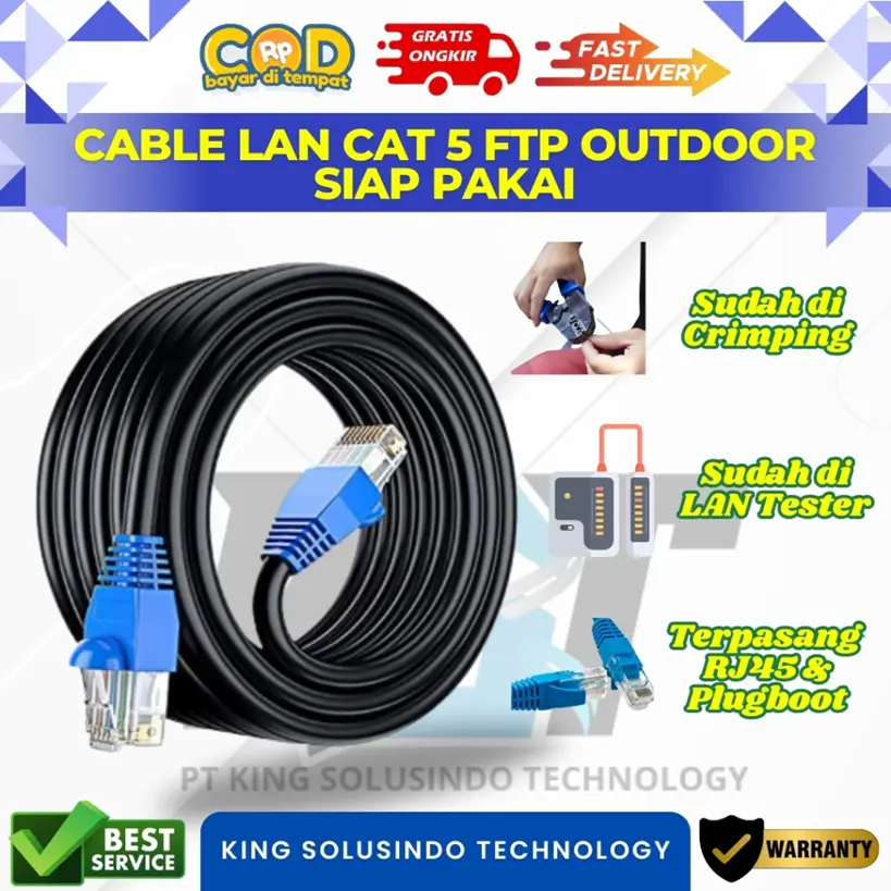 Kabel LAN 70 Meter CAT5e Outdoor FTP Tahan Cuaca