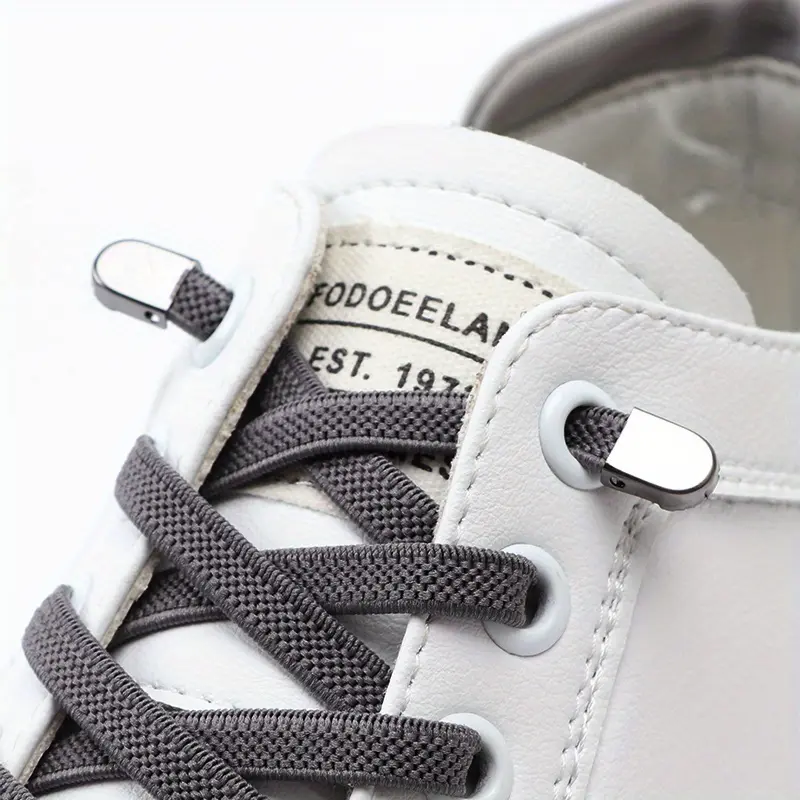 1 Pair Easy-Slide No-Tie Elastic Shoe Laces for Adult Sneakers - Durable Polyester & Spandex Blend, 39.37" Length, 0.31" Width, with 4 Metal Buckles - Quick Slip-On Convenience in 12 Colors, Shoe Accessories