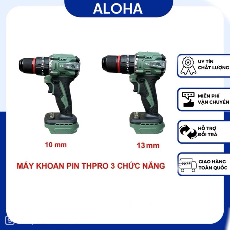Máy Khoan Pin 3 Chức Năng THPRO Green 10ly Và 13ly Động Cơ Không Chổi Than Sử Dụng Chân Pin Phổ Thông