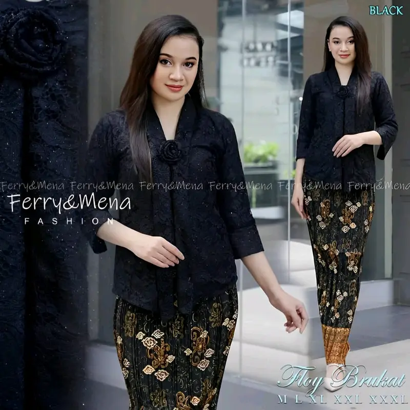 Atasan Kebaya Brokat Modern Floy Kartini Lengan 7/8 Baju Kondangan Simpel Elegan 0