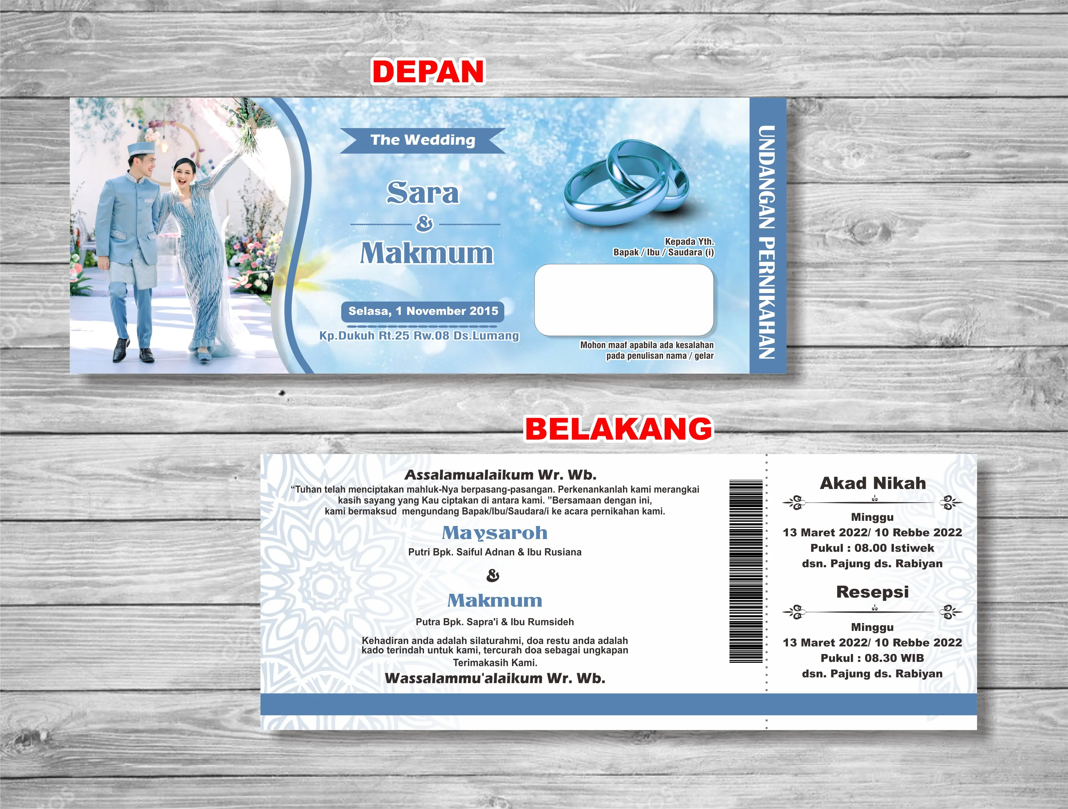 50 PCS Undangan Pernikahan 1 Lembar H2 NEW Kertas Plastik