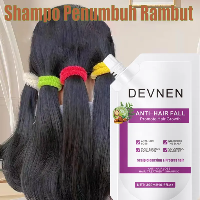 DEVNEN sampo anti rambut rontok 300ML Hair Growth Shampoo shampo penumbuh rambut cepat Anti rambut rontok Botak ginger shampoo kontrol minyak menyegarkan pelembab nutrisi Conditioner Haircare Ketombe Lebat 2