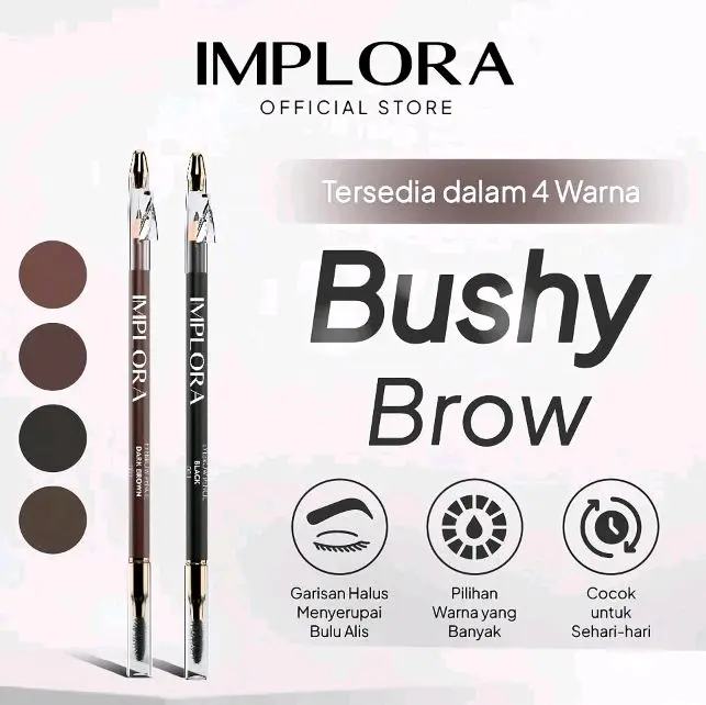 Implora Bushy Brow - Pensil Alis Halus dengan 4 Warna Pilihan untuk Tampilan Alis yang Menarik sepanjang Hari