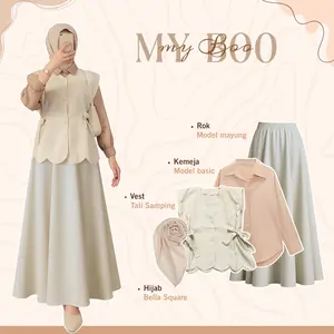 One Set 4in1 ( Vest Cherish + Rok + Bella Square ) Setelan Wanita Outfit Korean Style - LN188