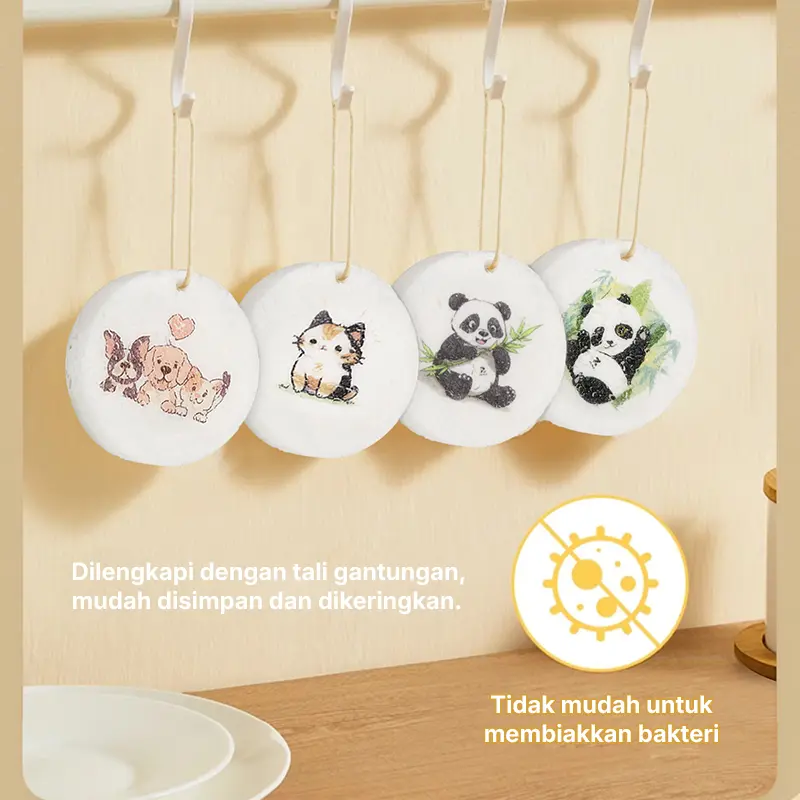 ZOLELE DB01 Spons Pencuci Piring Bubur Kayu Dikompres Sabut Gosok Spons Kain Dapur Anti Lengket 4