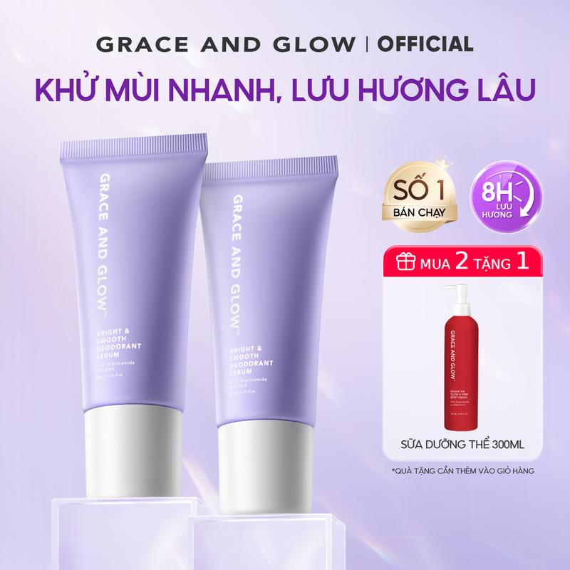 Chỉ có trong Livestream Combo 2 lăn khử mùi Grace and Glow Smooth Deodorant Serum với Niacinamide và AHA