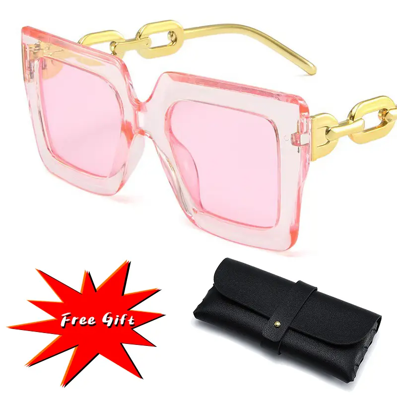 Women Sunglasses UV400 Eyewear Fashion Chain Temple Unisex Vintage Driving Travel Glasses Classics Beach Outdoor Eyeglasses Free Box