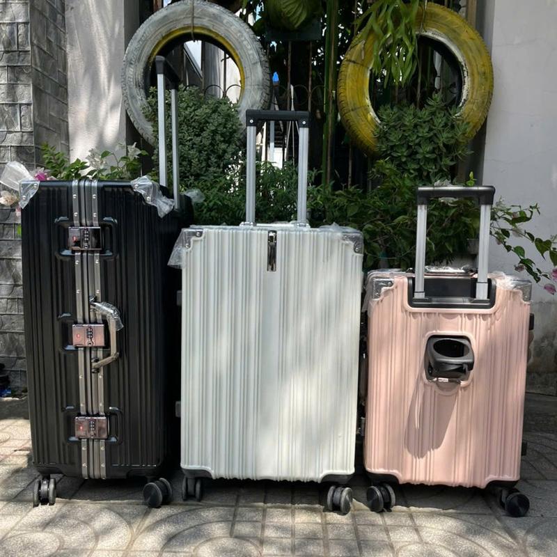 VL04-Vali KHUNG NHÔM KHOÁ SẬP Có Khay Để Cốc Tặng TÚI ĐỰNG GIÀY 1 ngăn khoá kéo kín 1 ngăn dây giữ đồ size 20-24 28 BH 2 năm phụ kiện lỗi 1 đổi 1 miễn phí trong 7 ngày