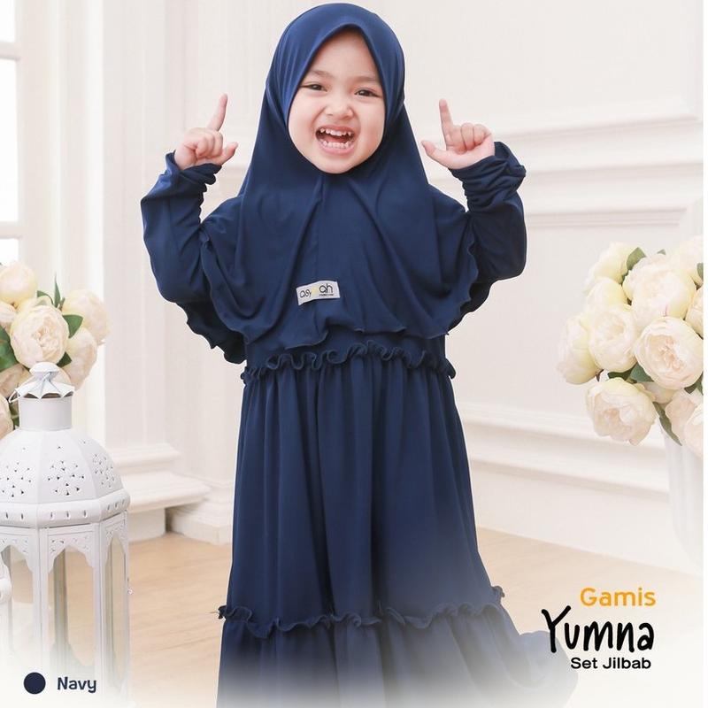 TERBARU GAMIS POLOS ANAK SET HIJAB/GAMIS SYARI ANAK TANGGUNG 2025/GAMIS ANAK YUMNA/GAMIS ANAK PEREMPUAN 1-10TAHUN BAHAN ADEM KATUN CRINGKEL Muslim Dress Biru Hitam Maroon Merah Putih Ruffle Variasi Baju Navy Lebaran Panjang 1