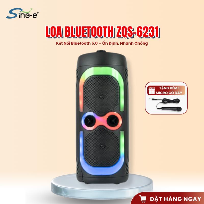 Loa Bluetooth ZQS-6231 mini hát karaoke cực hay âm thanh sống động pin trâu micro kèm theo