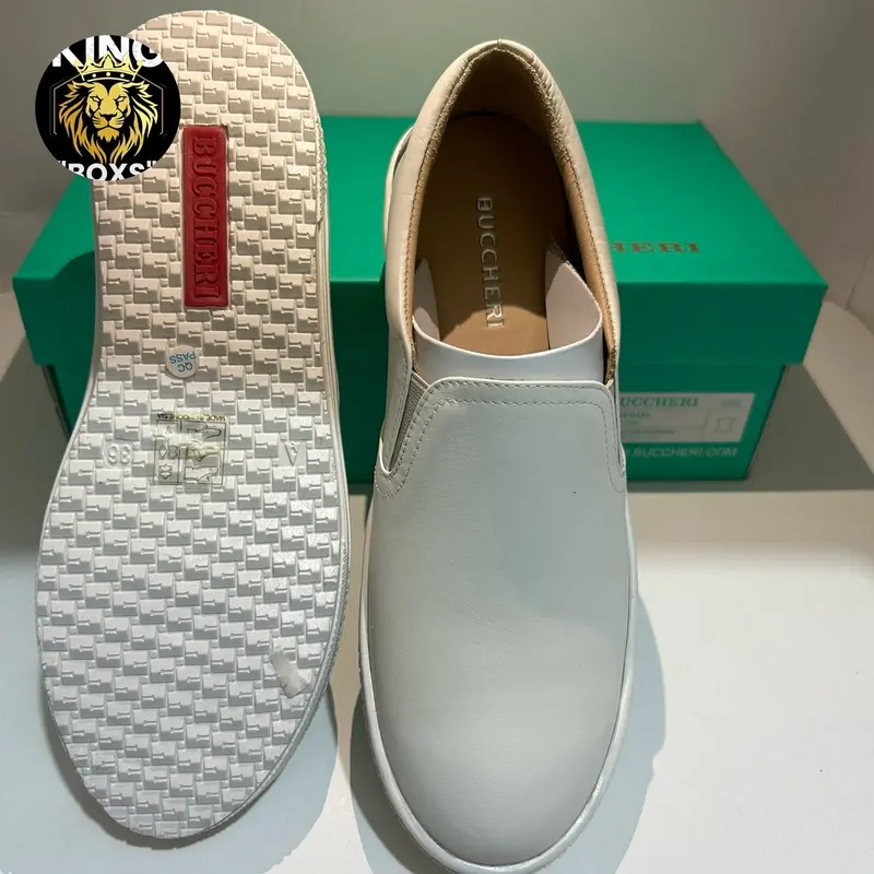 Sepatu Buccheri Slip On Pria - Wanita Tanpa Tali Putih Polos - Flat, Sneakers Shoes 5