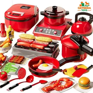 GEMBIRA TOYS Mainan Masak Anak Potong-Potong - Alat Masak + Sayur Buah Plastik Dipotong + Wadah Simpan, Edukatif Usia 3-8 Tahun(BPA Free)