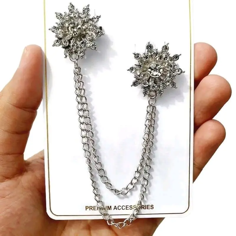 Bros Pin Rantai Kinari | Bros janggan pria dan wanita | Bros rantai jas Elegan | Bros Bali | Bros kutu baru