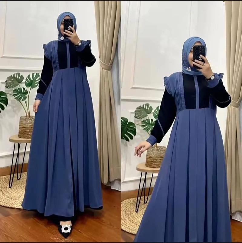 Product Introduction of MAXY DRESS TERBARU/GAMIS WANITA DEWASA JUMBO TERLARIS/MAXI DRESS DEWASA MODERN/GAMIS LEBARAN Crinkle Kombinasi 20