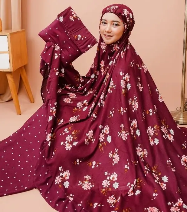 TERLARIS..! Mukena Wanita Dewasa Motif Bunga Sakura/Mukenah Bali Jumbo/Mukena Traveling Terlaris Katun Rayon Atasan Panjang