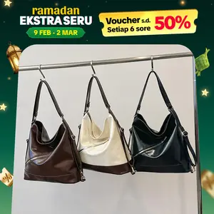 Tas selempang dan ransel 2-in-1 ransel kulit bergaya vintage dengan kapasitas besar tas selempang kulit lembut dengan penutup resleting tas selempang serbaguna untuk berangkat kerja atau sekolah
