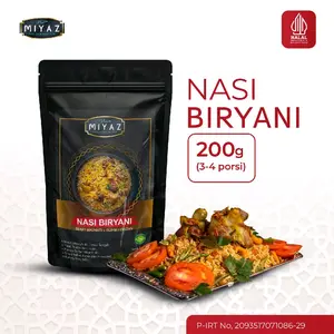 MIYAZ Nasi Biryani Instan 200g - Beras Basmati + Bumbu Rempah Beras Arab Halal Praktis Lezat Tanpa MSG & Pengawet