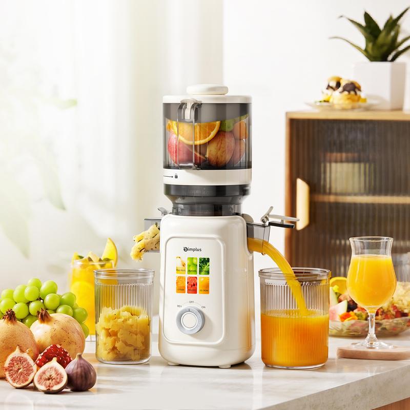 SimplusHome Máy Ép Chậm, Máy Ép Trái Cây Rau Củ ZZJH015, Tự Động Tách Bã, Dễ Vệ Sinh, Cửa nạp liệu siêu rộng nâng cấp 135mm, trục vít đa tầng 50-80 vòng/phú, 1.5L dung tích lớn, lưới lọc tăng cường POK Bảo Hành 1 Năm, Chỉ Đổi Không Sửa